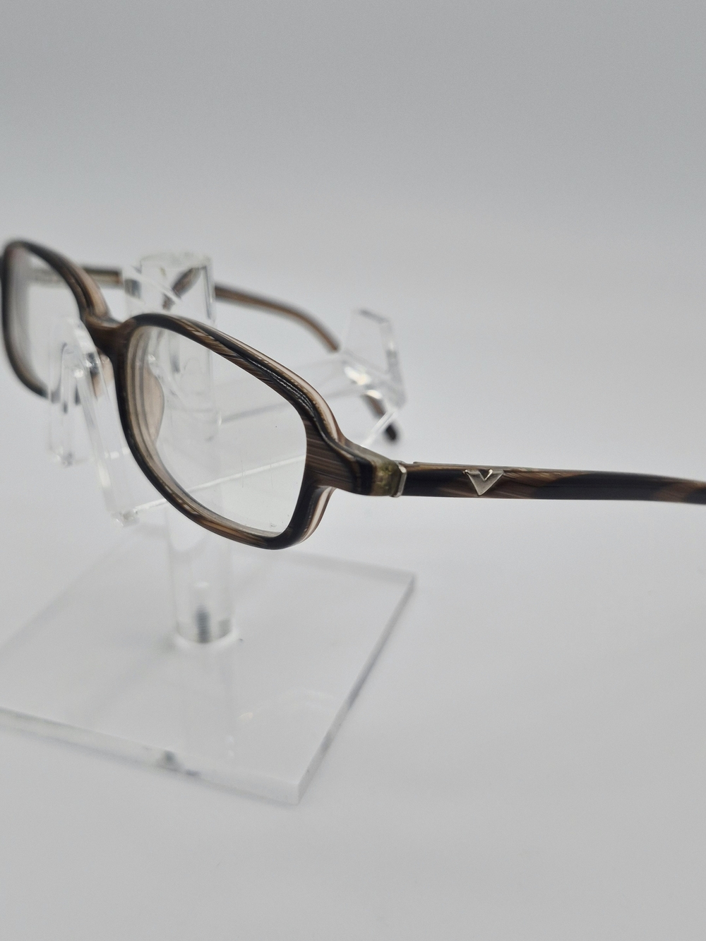 Valentino Brown Tortoiseshell Men’s Glasses with Silver V Logo